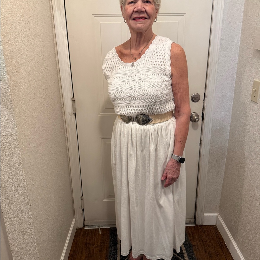 Chico's White Crochet Bodice Maxi Skirt